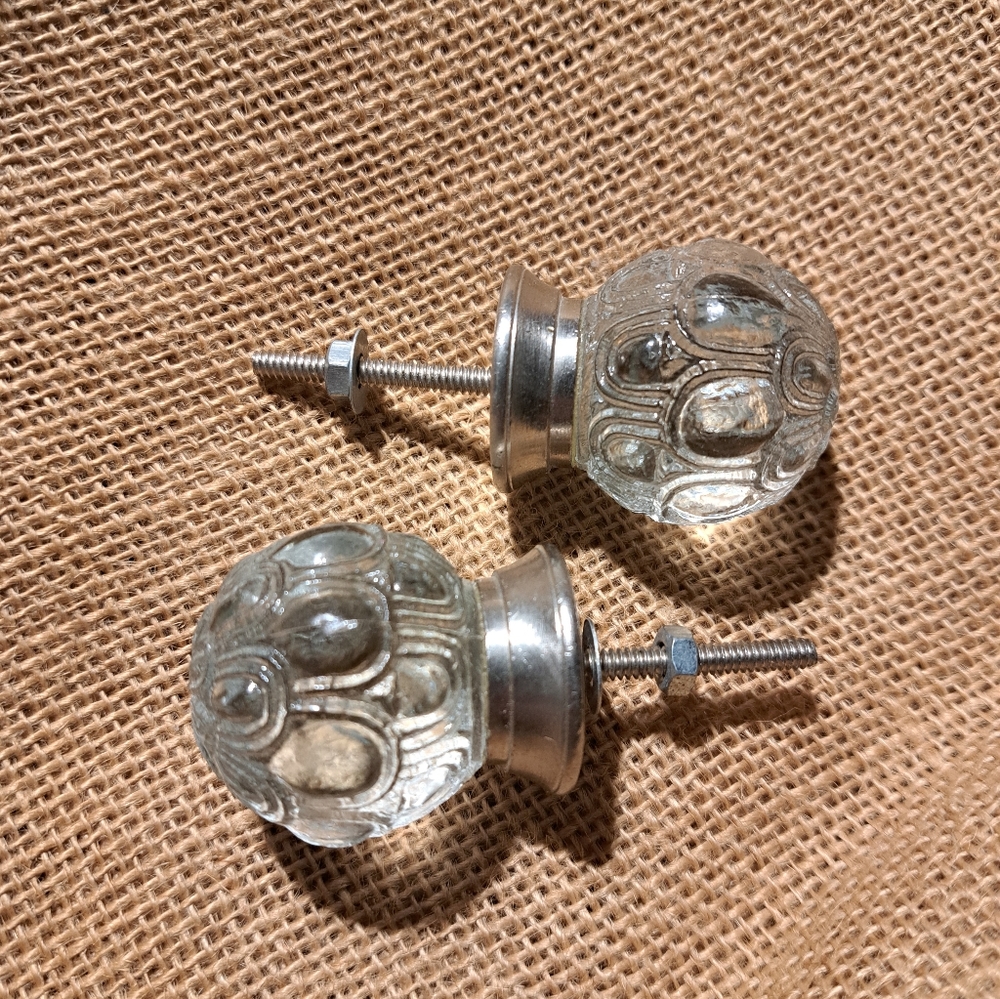 Two Glass and Silver Drawer Knobs From ANTHROPOLOGIE - Sold as 2 Knob Set